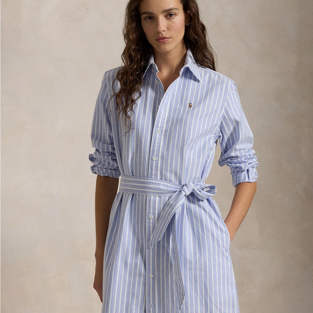 Ralph Lauren Polo White Blue Shirt Dress size 8